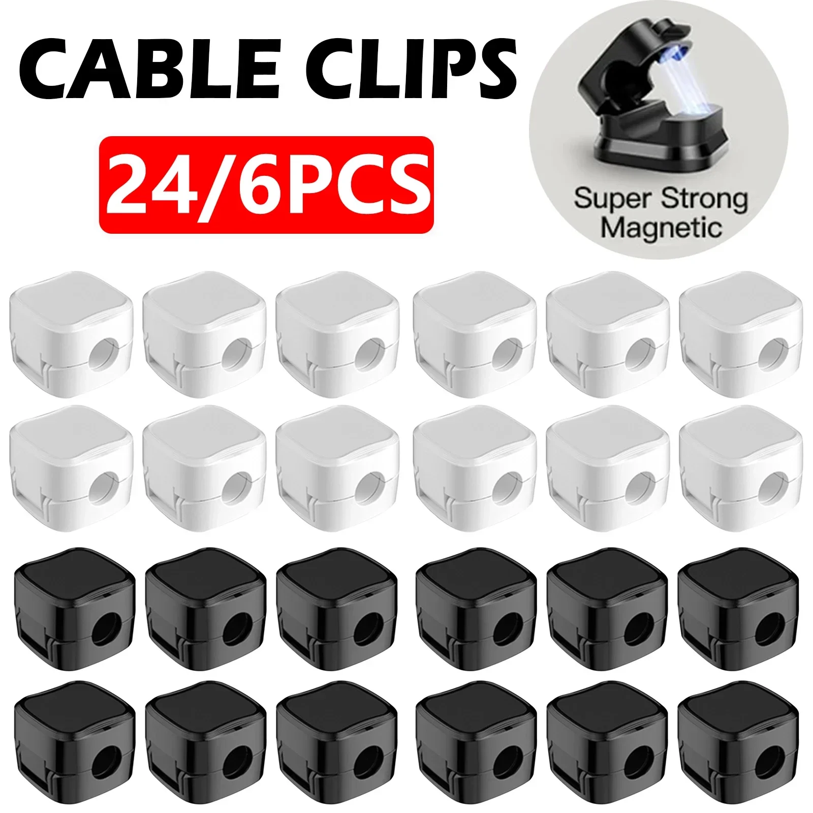 Magnetic Charging Cable - 24/6PCS Magnetic Cable Organiser Clips Cable