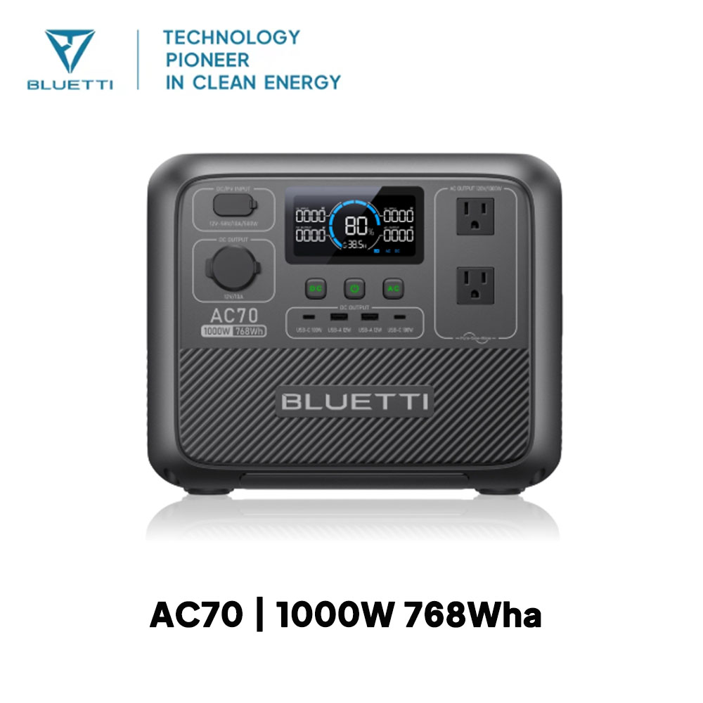 BLUETTI AC70 1000W 768Wh Porta - Solar Powered Charger ulasan dan harga