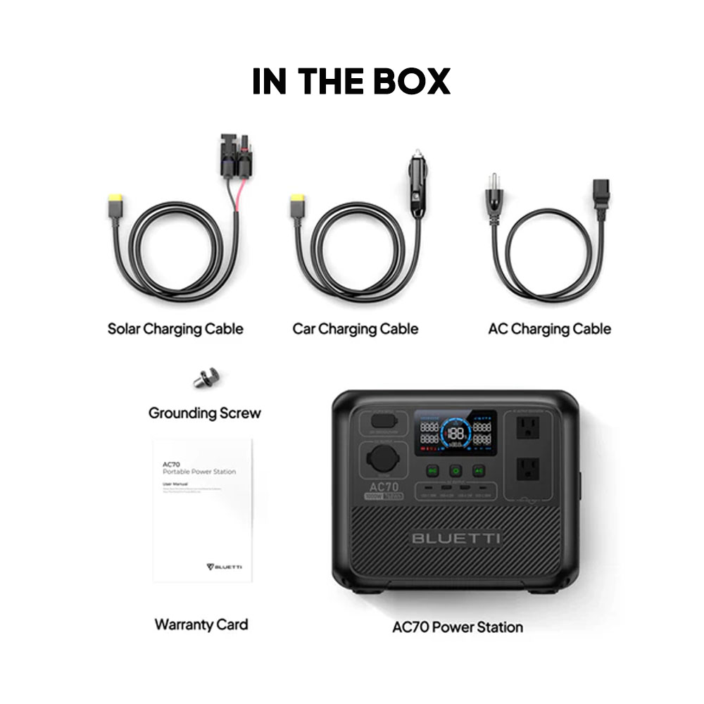 BLUETTI AC70 1000W 768Wh Porta - Solar Powered Charger ulasan dan harga
