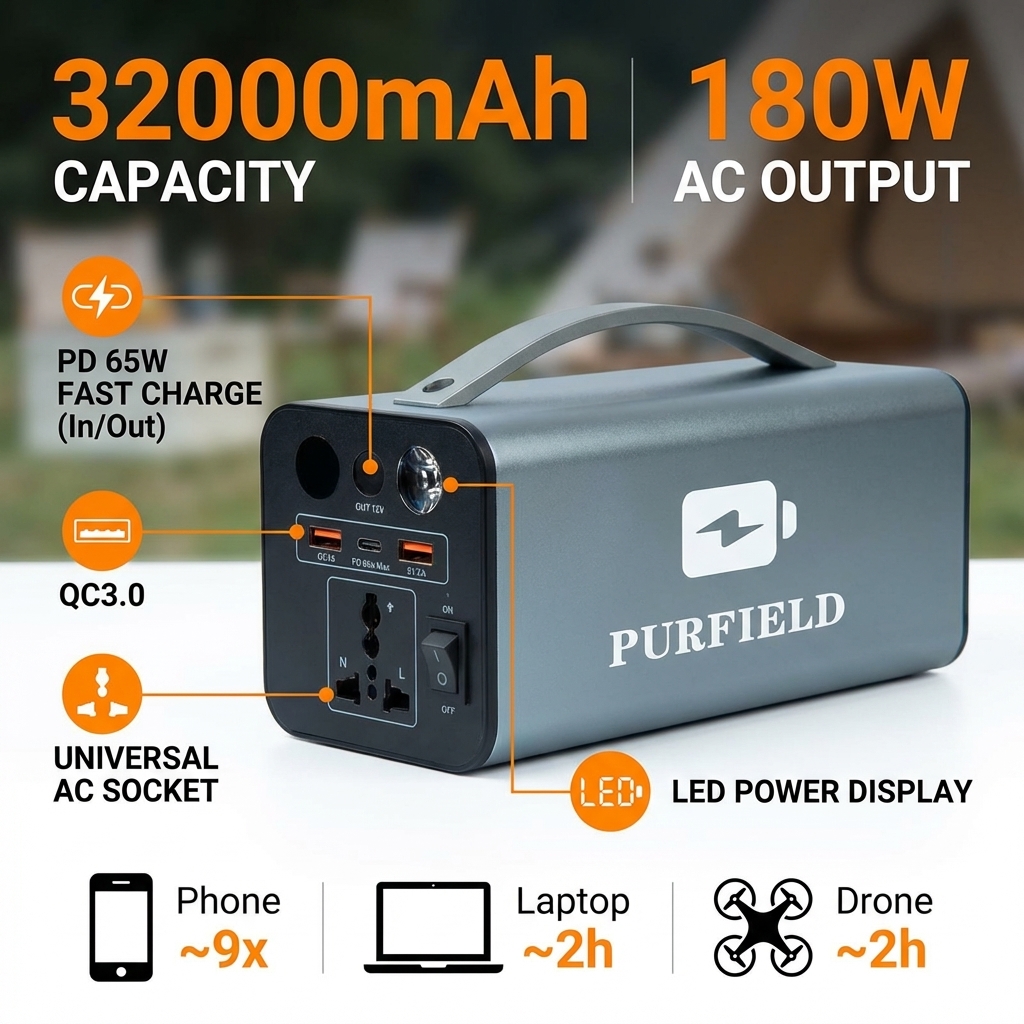 180W Outdoor Power Station 320 - Solar Powered Charger ulasan dan harga