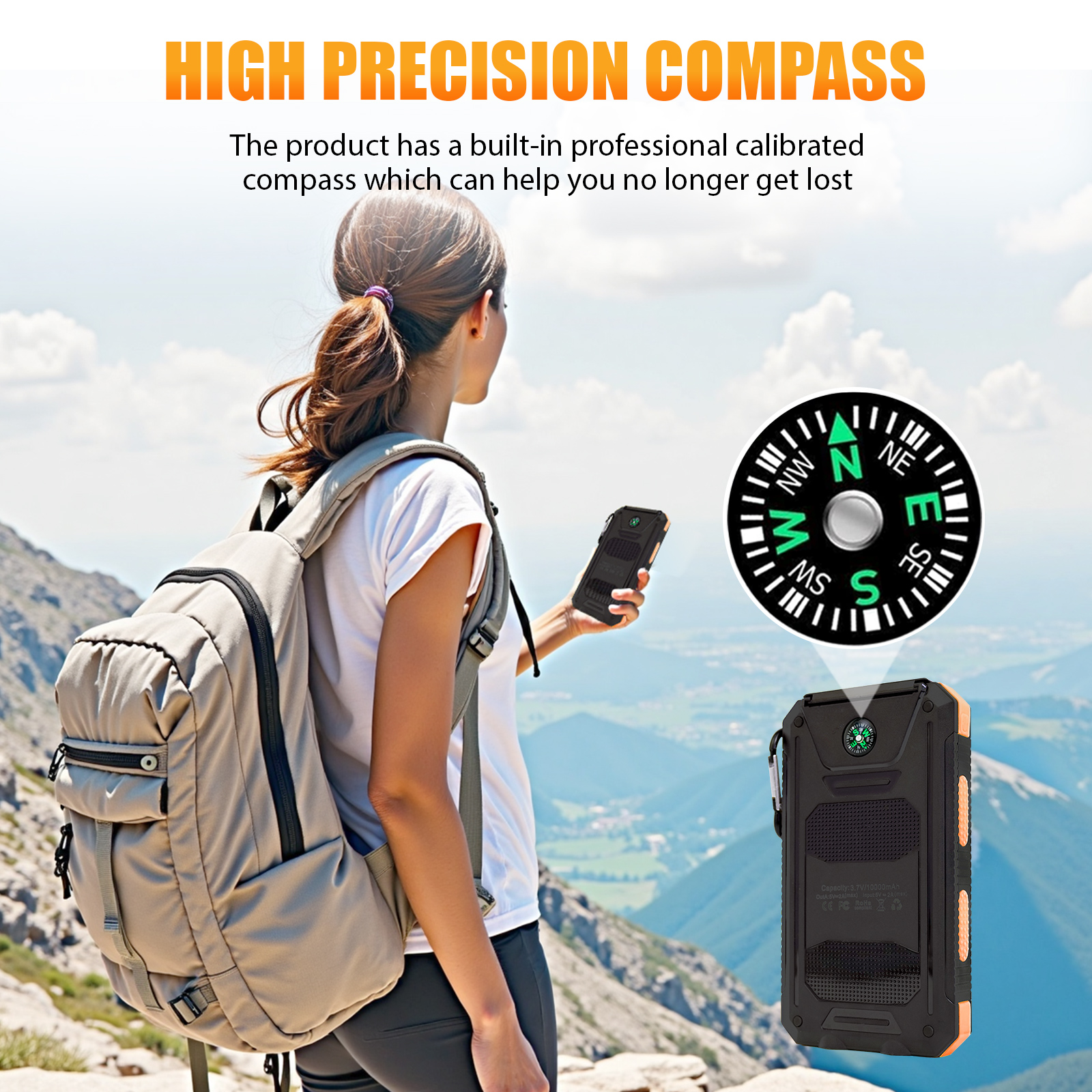 10000mAh Solar Power Bank Port - Solar Powered Charger ulasan dan harga